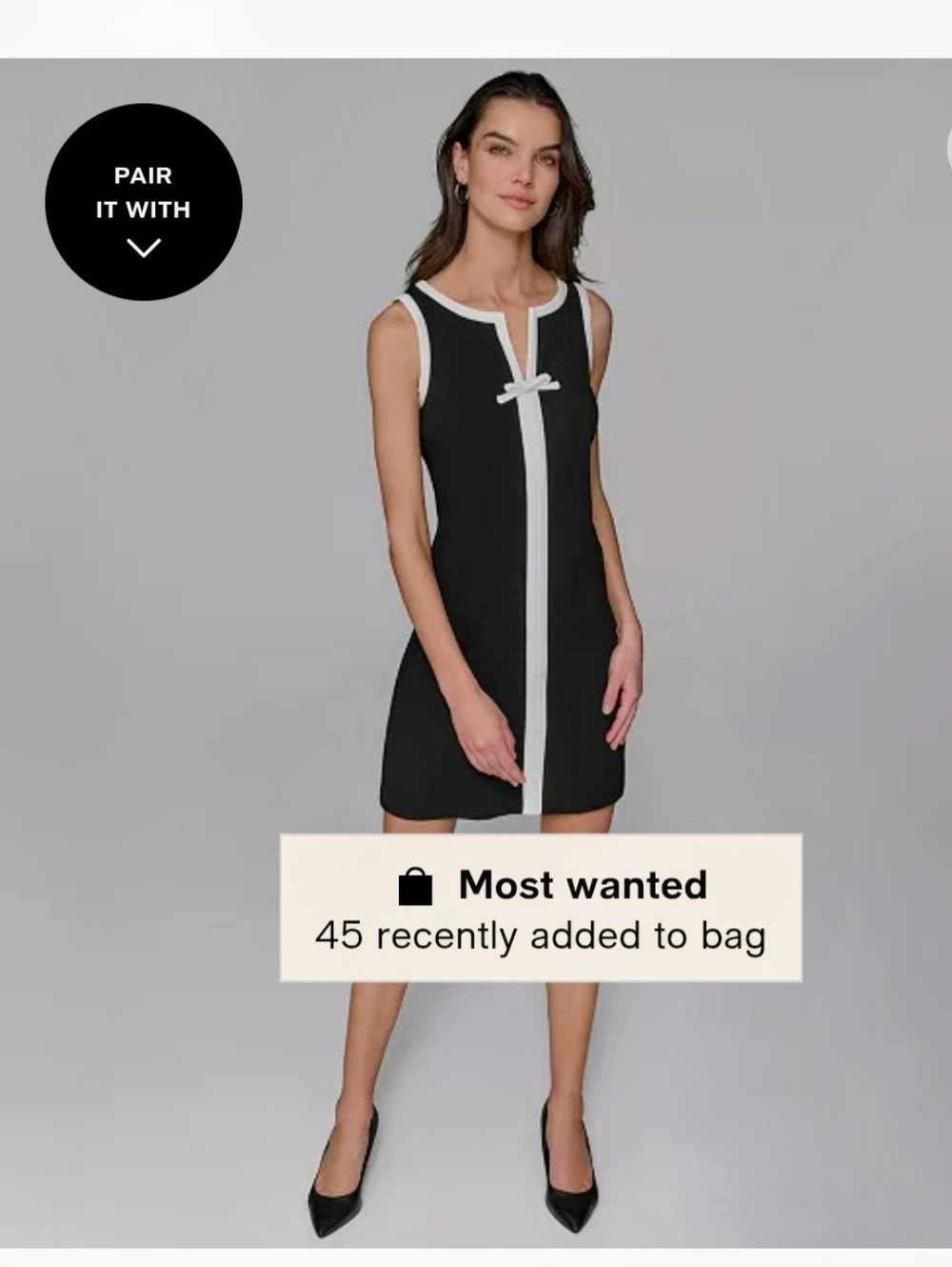 Karl Lagerfeld Black and White Logo Trim Dress